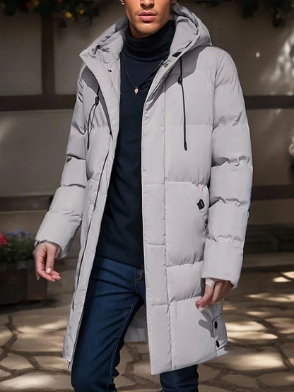Herren-Wintermantel mit Wattierung, wetterfester Oberfläche und vollflächigem Design