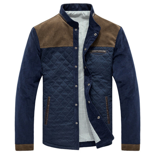 Herren Strickjacke für Frühling und Herbst mit Slim Fit Knopfverschluss Patchwork Design und Rippbündchen