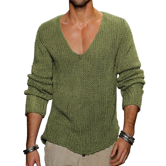 Strickpullover mit V-Ausschnitt und Relaxed Fit | Ideal für Frühling & Sommer