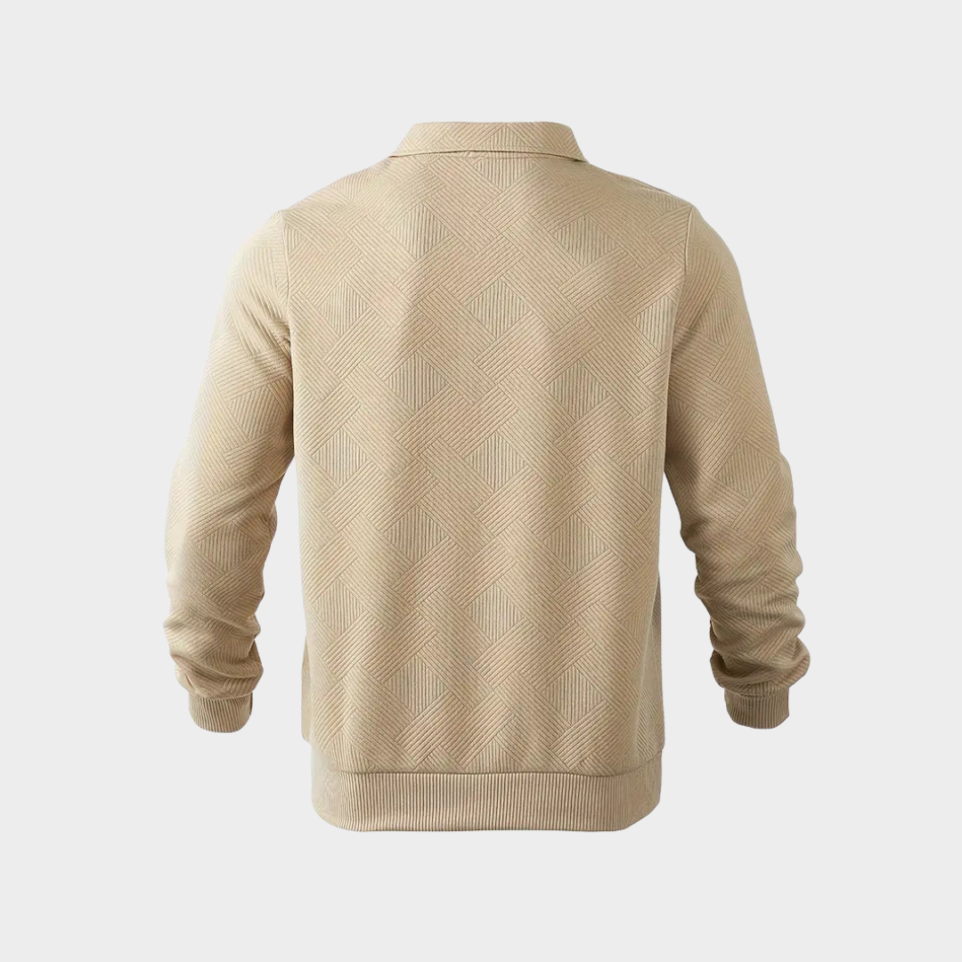 Herren Herbst Pullover Mit Reißverschluss Kragen Und Geometrischem Muster