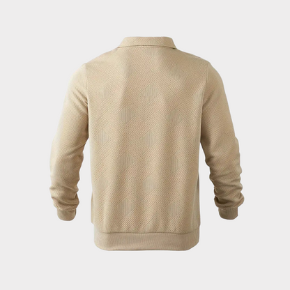 Herren Herbst Pullover Mit Reißverschluss Kragen Und Geometrischem Muster