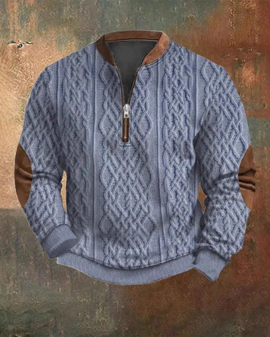 Herren Kapuzenpullover mit Halbem Reißverschluss – Slim Fit Sommerliches Gestreiftes Design