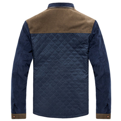 Herren Strickjacke für Frühling und Herbst mit Slim Fit Knopfverschluss Patchwork Design und Rippbündchen