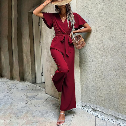 Jumpsuit mit V-Ausschnitt, Seitentaschen und lockerer Passform | Perfekt für den Sommer