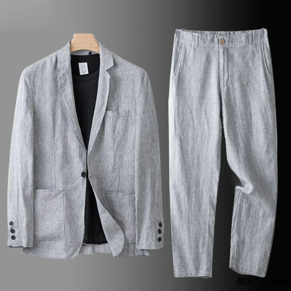 Herren Sommer-Zweiteiler mit Hemd und Hose im Tapered Fit