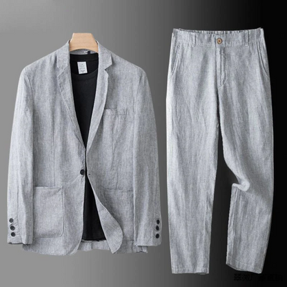 Herren Sommer-Zweiteiler mit Hemd und Hose im Tapered Fit