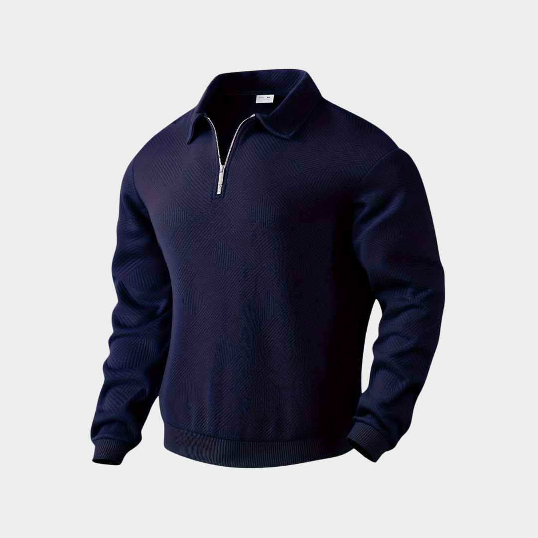 Herren Herbst Pullover Mit Reißverschluss Kragen Und Geometrischem Muster
