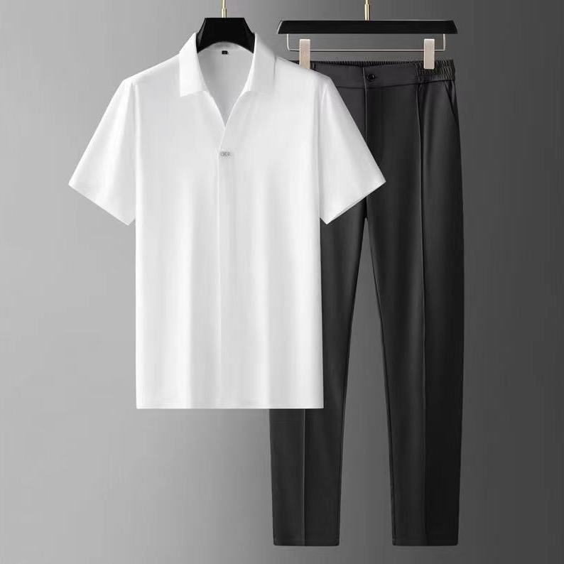 Herren Sommer Zweiteiliges Set – Ultraleichtes Kurzarmhemd und Hose