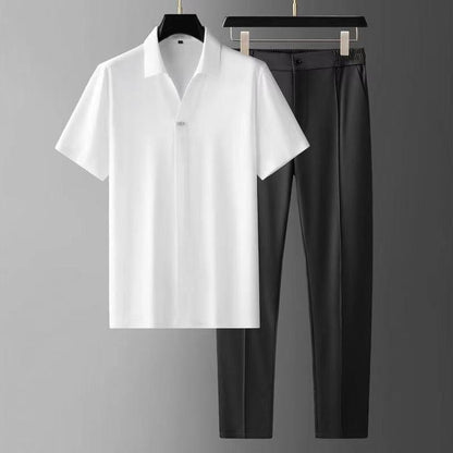 Herren Sommer Zweiteiliges Set – Ultraleichtes Kurzarmhemd und Hose