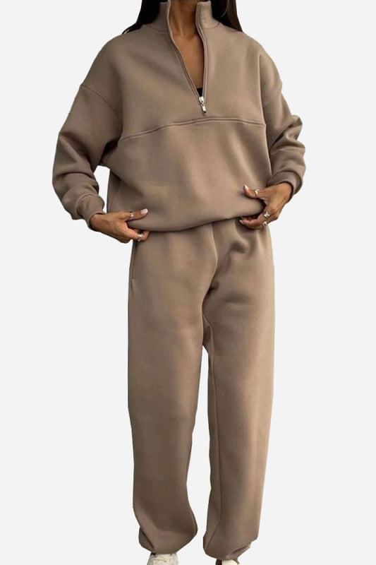 Zweiteiliges Damen-Jogger-Set aus Baumwollmischung mit Kapuzenpulli und Jogginghose | Ideal für Frühling & Sommer