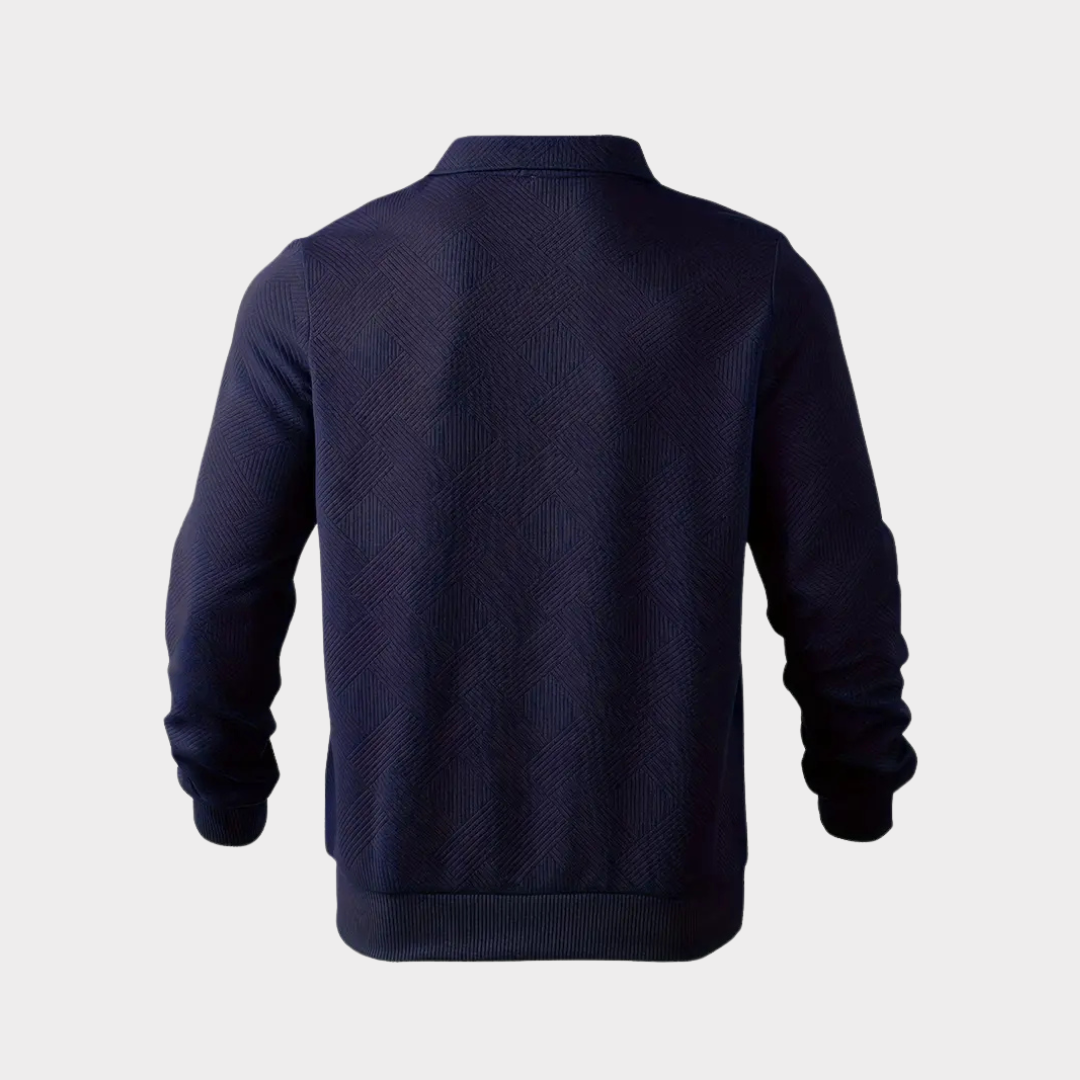 Herren Herbst Pullover Mit Reißverschluss Kragen Und Geometrischem Muster