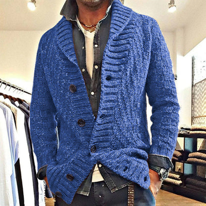 Herren Sommer-Strickjacke mit Geradem Schnitt Langarm Polyesterstrick
