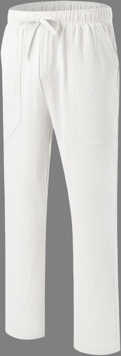Leichte Sommerhose aus Baumwolle für Herren - Atmungsaktive Hose mit geradem Bein, elastischem Bund und Kordelzug - Perfekt für den Sommer