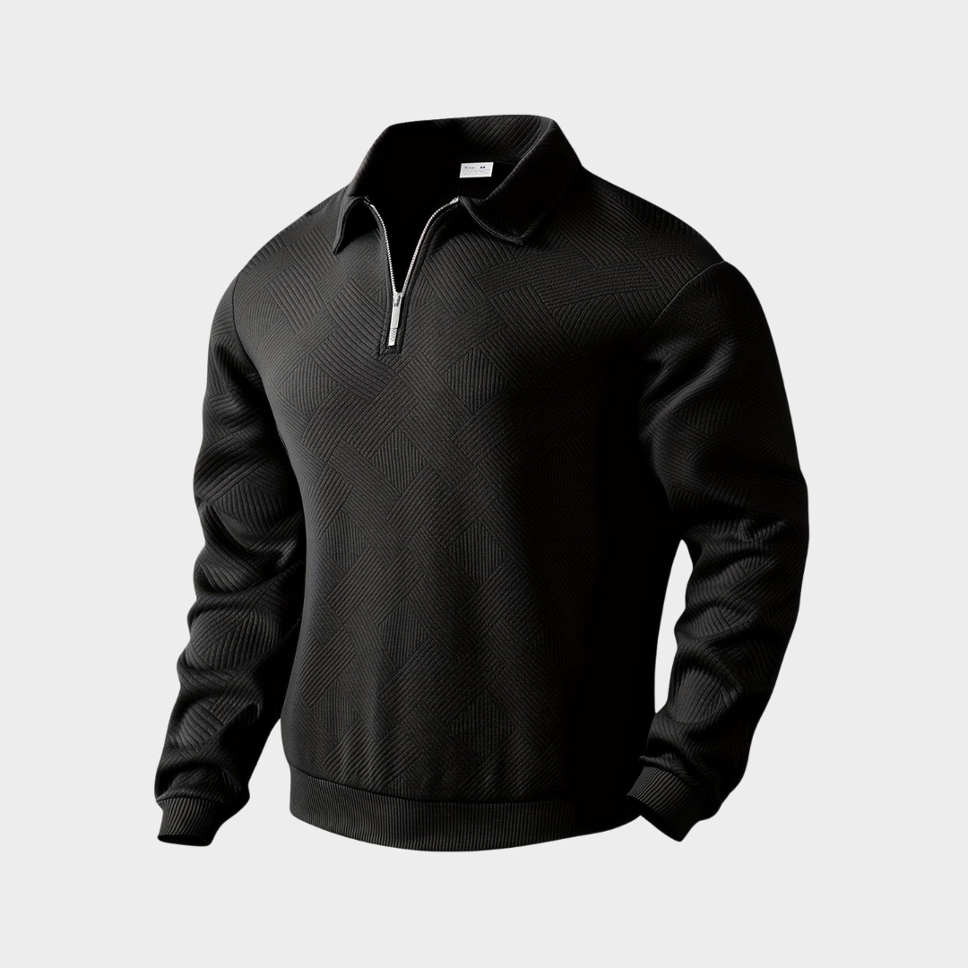 Herren Herbst Pullover Mit Reißverschluss Kragen Und Geometrischem Muster