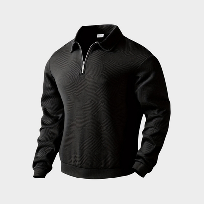 Herren Herbst Pullover Mit Reißverschluss Kragen Und Geometrischem Muster