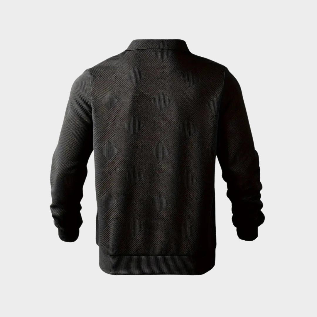 Herren Herbst Pullover Mit Reißverschluss Kragen Und Geometrischem Muster