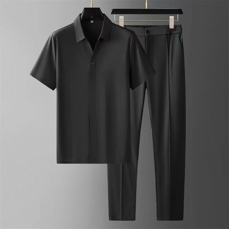 Herren Sommer Zweiteiliges Set – Ultraleichtes Kurzarmhemd und Hose