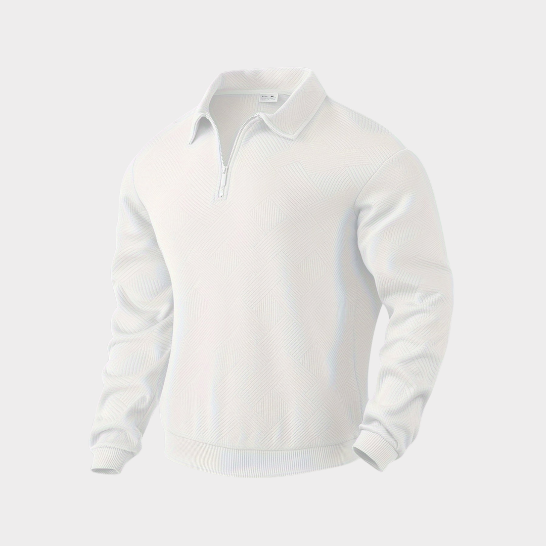 Herren Herbst Pullover Mit Reißverschluss Kragen Und Geometrischem Muster