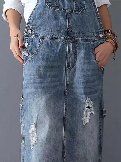 Jeans Overall Kleid mit Geschlitztem Rücken I Perfekt für den Sommer