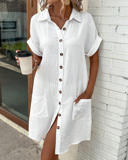Langärmeliges Hemdkleid für Damen mit Knopfleiste | Ideal für Frühling und Sommer