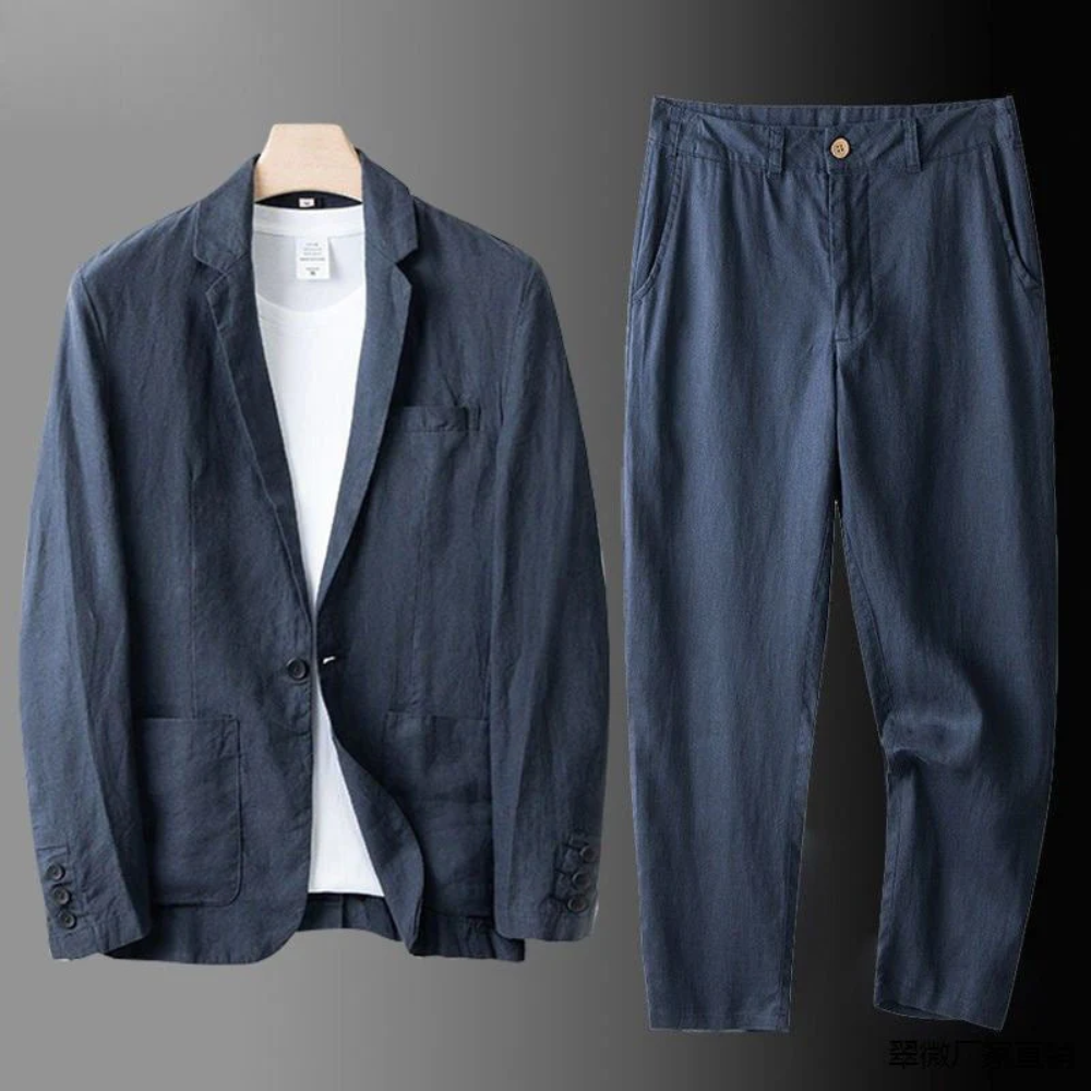 Herren Sommer-Zweiteiler mit Hemd und Hose im Tapered Fit