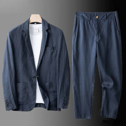 Herren Sommer-Zweiteiler mit Hemd und Hose im Tapered Fit