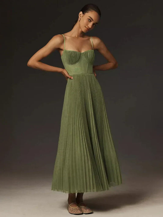 Midi-Kleid mit plissiertem Tüll-Bustier | Perfekt für den Sommer