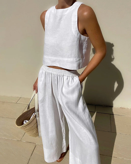 Zweiteiliges Ärmelloses Set mit Hose | Perfekt für den Sommer