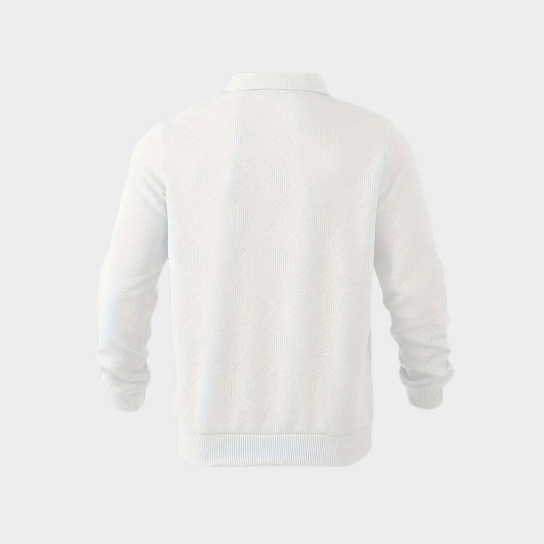 Herren Herbst Pullover Mit Reißverschluss Kragen Und Geometrischem Muster