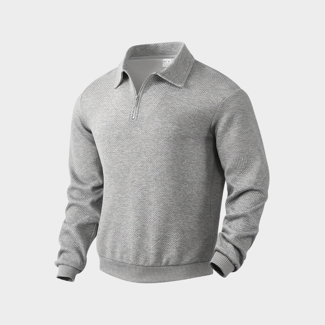 Herren Herbst Pullover Mit Reißverschluss Kragen Und Geometrischem Muster