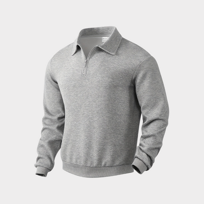 Herren Herbst Pullover Mit Reißverschluss Kragen Und Geometrischem Muster