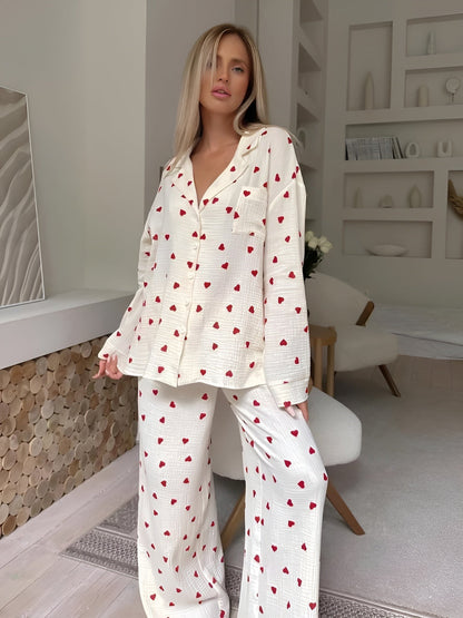 Damen Herz-Pyjama Set – Elegant für den Sommer