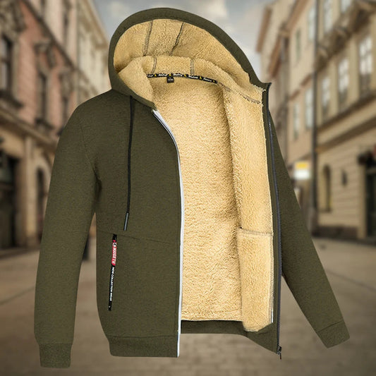 Herren-Kapuzenjacke mit leichtem Fleecefutter, Reißverschluss und mehreren Taschen | Ideal für Sommerabende