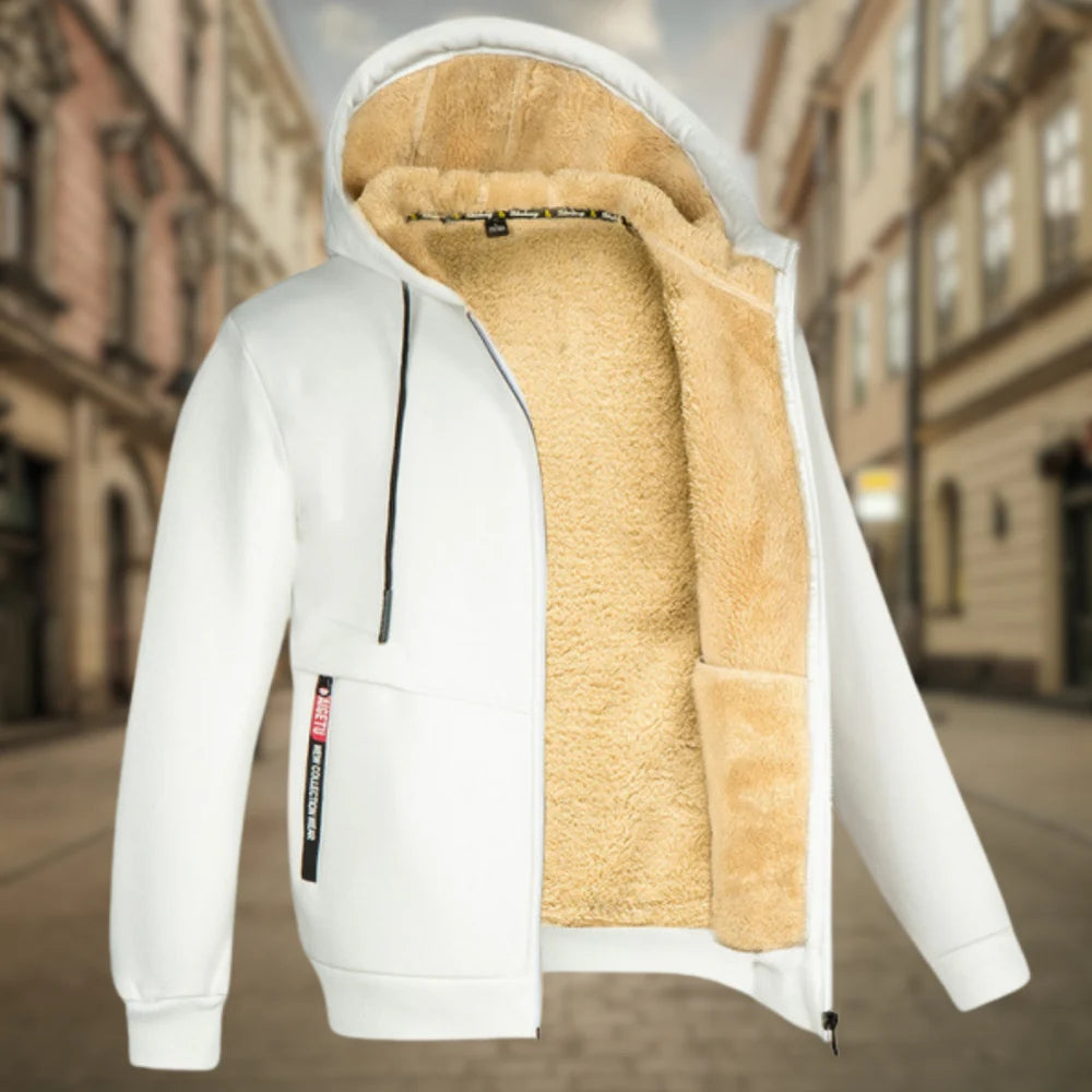 Herren-Kapuzenjacke mit leichtem Fleecefutter, Reißverschluss und mehreren Taschen | Ideal für Sommerabende