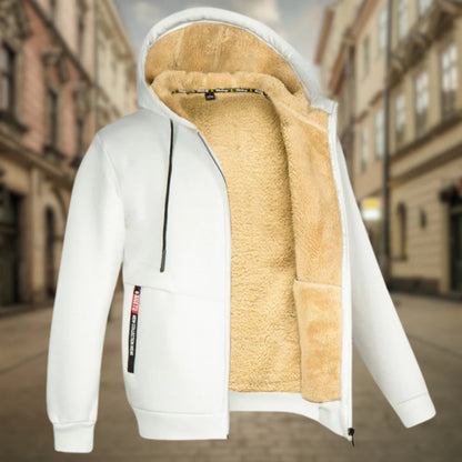 Herren-Kapuzenjacke mit leichtem Fleecefutter, Reißverschluss und mehreren Taschen | Ideal für Sommerabende