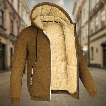 Herren-Kapuzenjacke mit leichtem Fleecefutter, Reißverschluss und mehreren Taschen | Ideal für Sommerabende