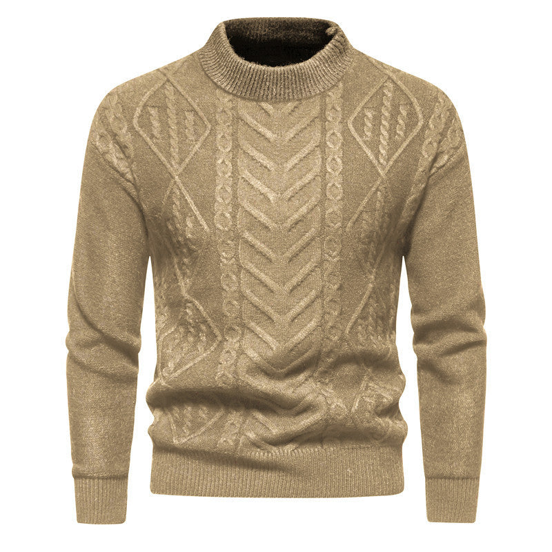 Herren Jacquard-Strickpullover mit Rundhalsausschnitt und langen Ärmeln – ideal für kühle Sommerabende
