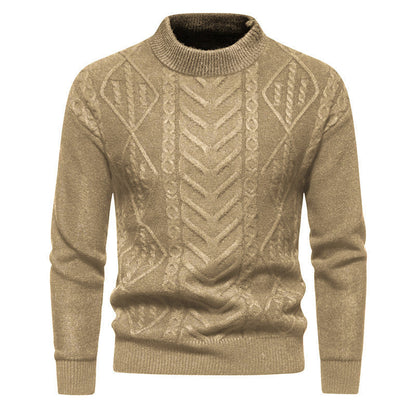 Herren Jacquard-Strickpullover mit Rundhalsausschnitt und langen Ärmeln – ideal für kühle Sommerabende