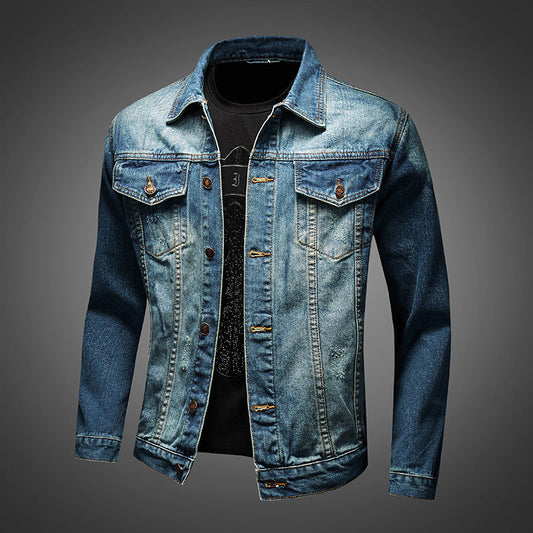 Klassische Herren Jeansjacke aus Baumwolle mit Knopfleiste – Leichte Sommerjacke für warme Tage