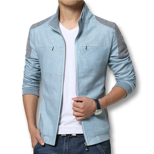 Herren Sommerjacke mit Stehkragen und Knopfleiste, leicht und atmungsaktiv