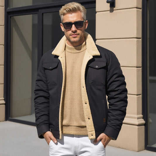 Herren Sommer Bomberjacke Mit Vintage-Look Reißverschluss und Funktionstaschen