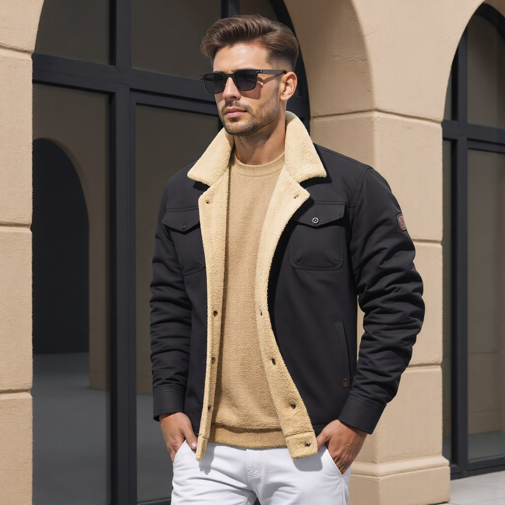 Herren Sommer Bomberjacke Mit Vintage-Look Reißverschluss und Funktionstaschen
