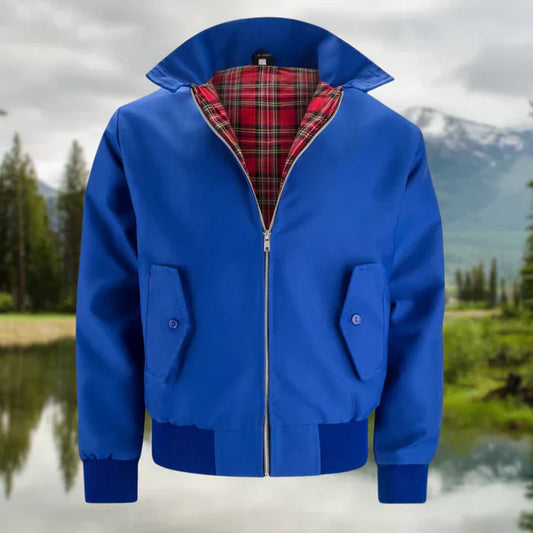 Harrington-Jacke für Herren mit Tartan-Futter, Reißverschluss & gerippten Bündchen | Ideal für Frühling & Sommer