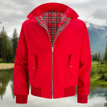 Harrington-Jacke für Herren mit Tartan-Futter, Reißverschluss & gerippten Bündchen | Ideal für Frühling & Sommer