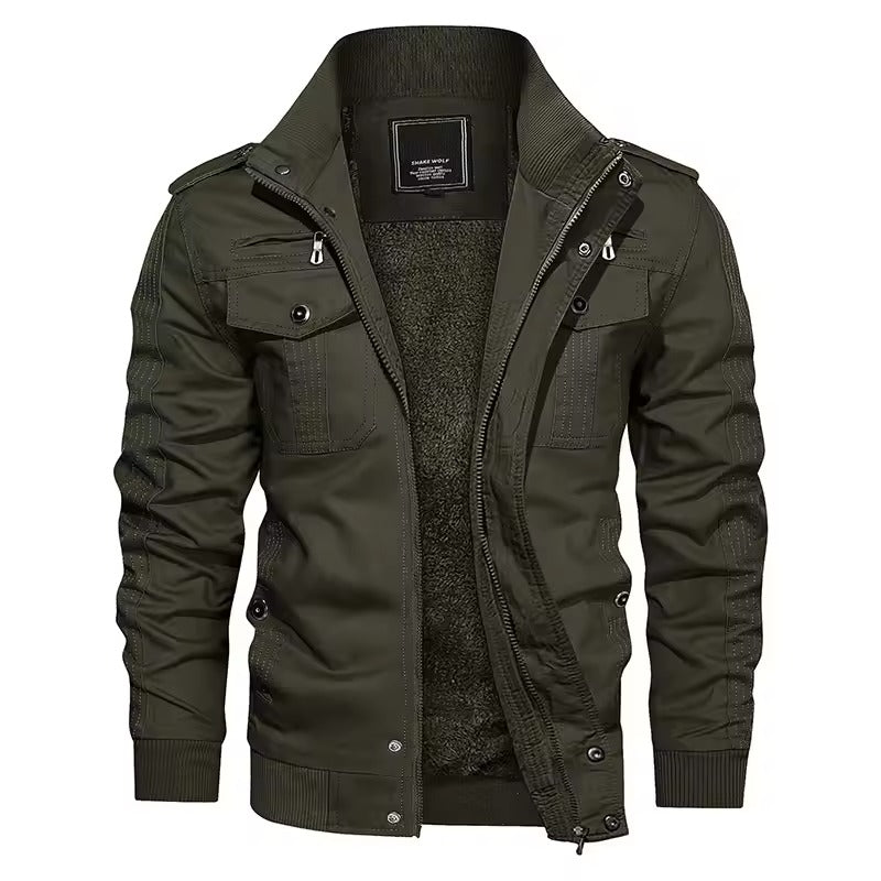 Herren-Winterjacke mit mehreren Taschen und durchgehendem Reißverschluss