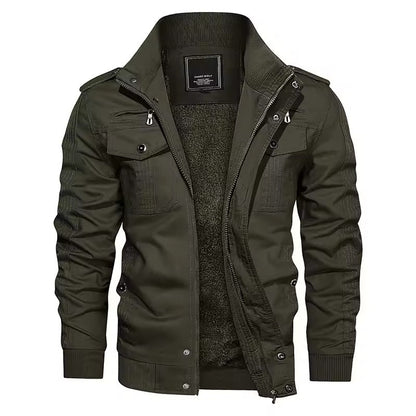 Herren-Winterjacke mit mehreren Taschen und durchgehendem Reißverschluss
