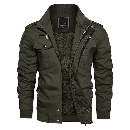 Herren-Winterjacke mit mehreren Taschen und durchgehendem Reißverschluss