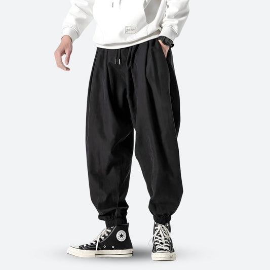 Herren Harem-Hose Frühling/Sommer mit elastischem Bund, Kordelzug und schmal zulaufenden Beinen