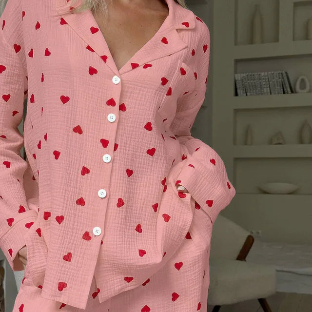 Damen Herz-Pyjama Set – Elegant für den Sommer