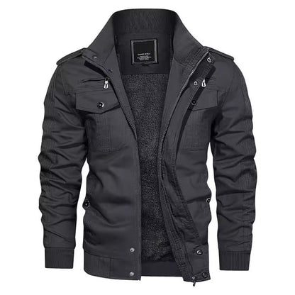 Herren-Winterjacke mit mehreren Taschen und durchgehendem Reißverschluss